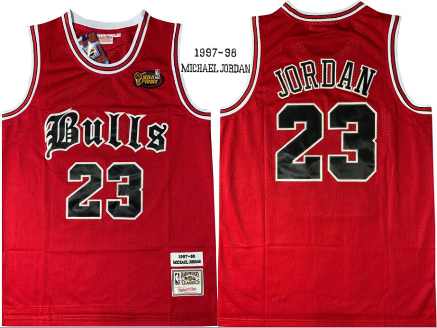 Bulls 23 Michael Jordan Red 1997-98 Hardwood Classics NBA Finals Patch Jersey