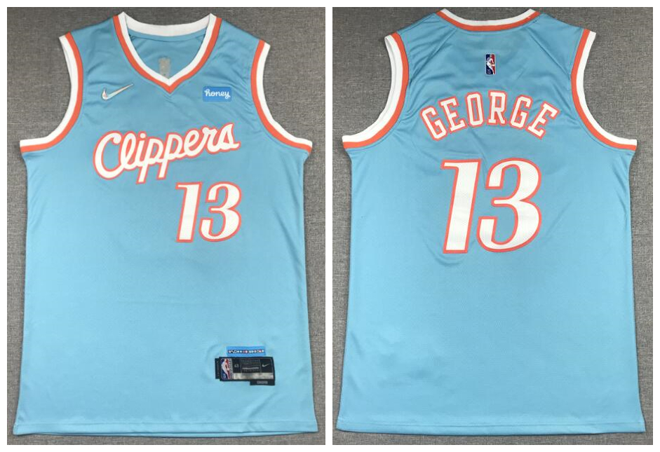 Clippers 13 Paul George Blue 2021-22 City Edition Nike Swingman Jersey