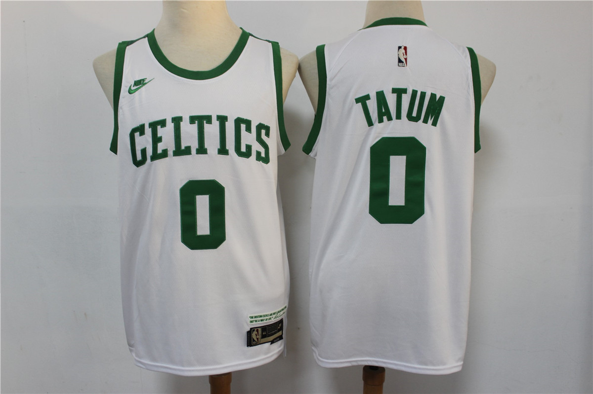 Celtics 0 Jayson Tatum White Nike Diamond 75th Anniversary City Edition Throwback Swingman Jersey