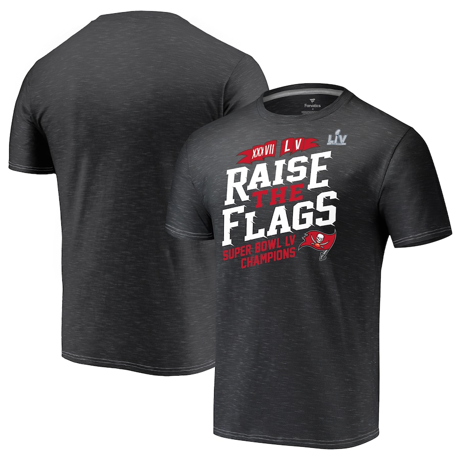 Men's Tampa Bay Buccaneers Fanatics Branded Charcoal 2 Time Super Bowl Champions Hometown Raise the Flags Space Dye T-Shirt