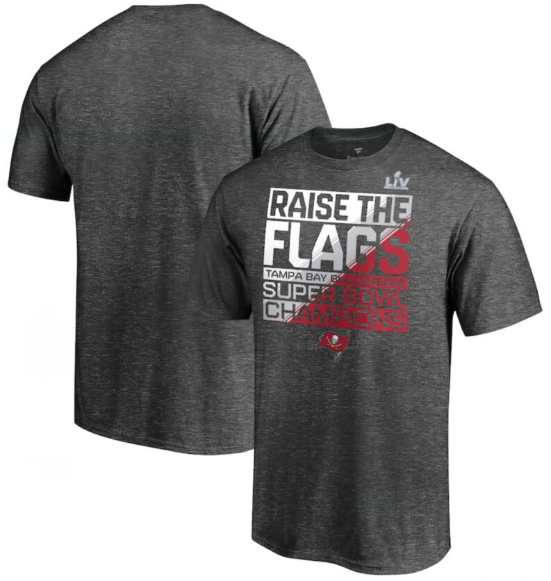 Men's Tampa Bay Buccaneers Fanatics Branded Heathered Charcoal Super Bowl LV Champions Celebration Parade T-Shirt