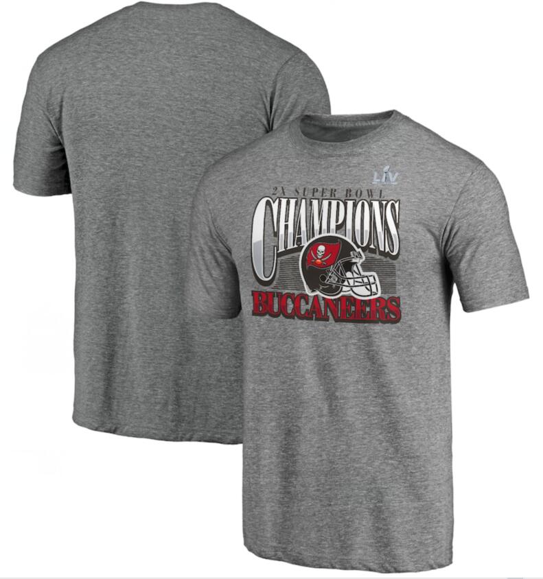 Men's Tampa Bay Buccaneers Fanatics Branded Heathered Gray 2 Time Super Bowl Champions Big & Tall Nickel Tri Blend T-Shirt