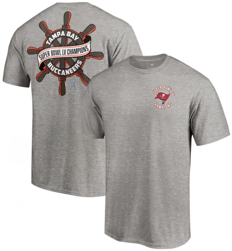 Men's Tampa Bay Buccaneers Fanatics Branded Heathered Gray Super Bowl LV Champions Hometown Wheel T-Shirt