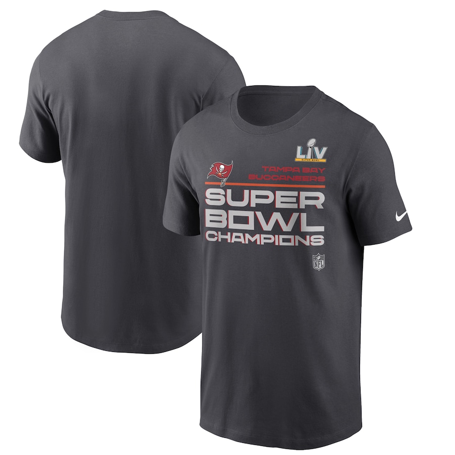 Men's Tampa Bay Buccaneers Nike Anthracite Super Bowl LV Champions Locker Room Trophy Collection T-Shirt