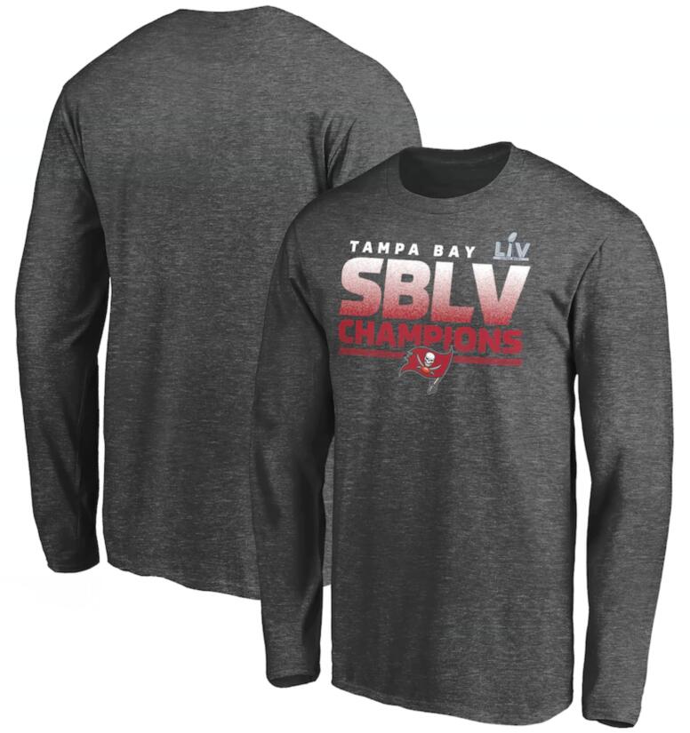 Men's Tampa Bay Buccaneers Fanatics Branded Heathered Gray Super Bowl LV Champions Big & Tall Kickoff Long Sleeve T-Shirt