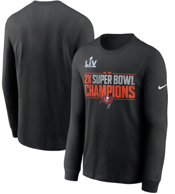 Men's Tampa Bay Buccaneers Nike Black 2 Time Super Bowl Champions Field Goal Long Sleeve T-Shirt