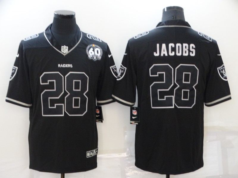 Nike Raiders 28 Josh Jacobs Black Shadow 60th Anniversary Vapor Limited Jersey
