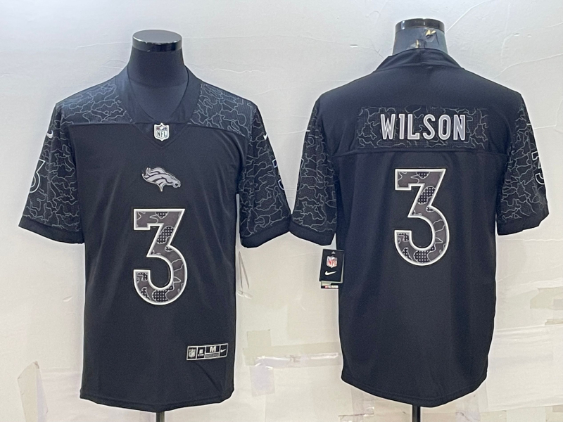 Nike Broncos 3 Russell Wilson Black RFLCTV Limited Jersey