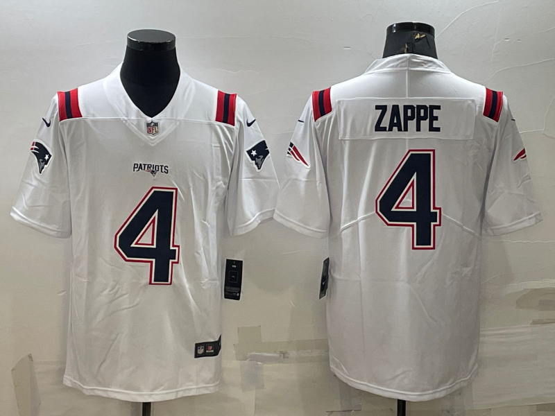 Nike Patriots 4 Bailey Zappe White Vapor Untouchable Limited Jersey