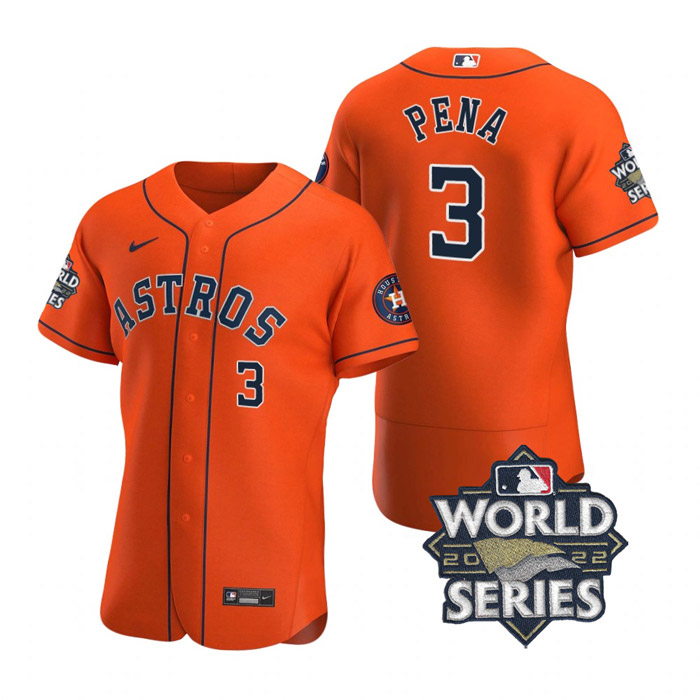 Astros 3 Jeremy Pena Orange Nike 2022 World Series Flexbase Jersey