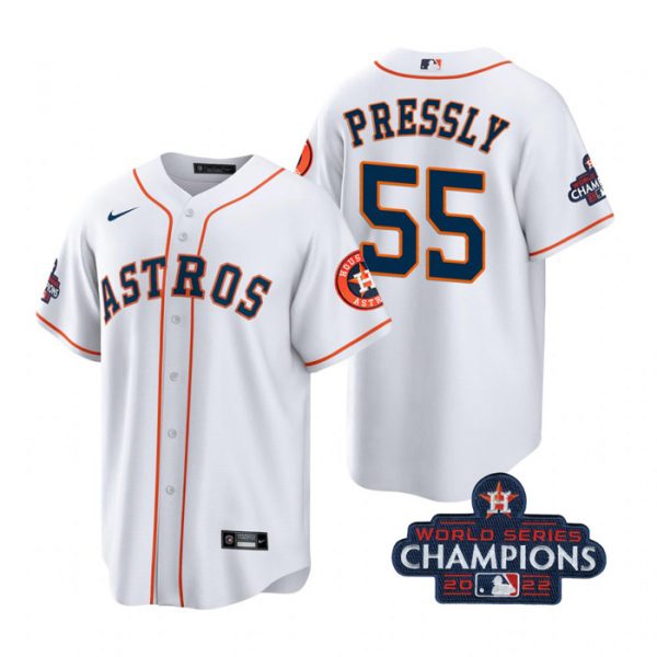 Astros 55 Ryan Pressly White 2022 World Series Champions Cool Base Jersey