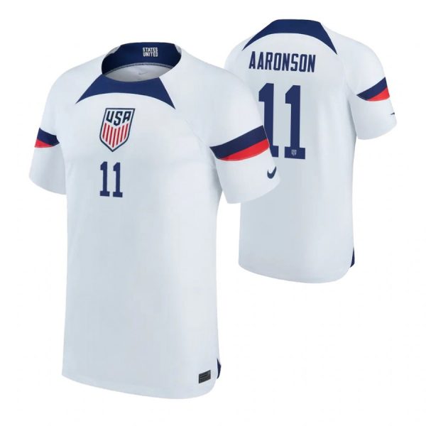 The USA 11 AARONSON Home 2022 FIFA World Cup Thailand Soccer Jersey