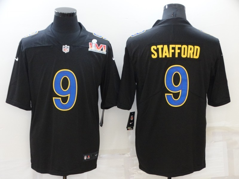 Nike Rams 9 Matthew Stafford Black 2022 Super Bowl LVI Vapor Limited Jersey