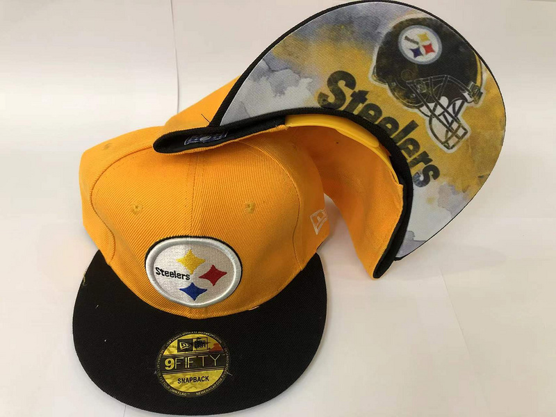 Steelers Team Logo Yellow Black Adjustable Hat LH