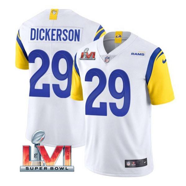 Nike Rams 29 Eric Dickerson White 2022 Super Bowl LVI Vapor Limited Jersey