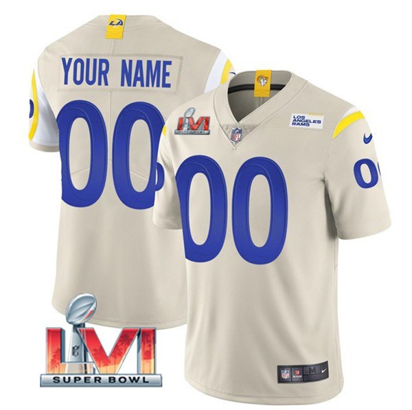 Nike Rams Customized Bone 2022 Super Bowl LVI Vapor Limited Jersey