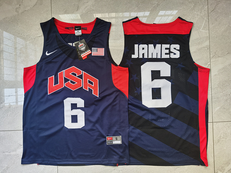 USA 6 James Navy 2012 Olympic Basketball Team Jersey