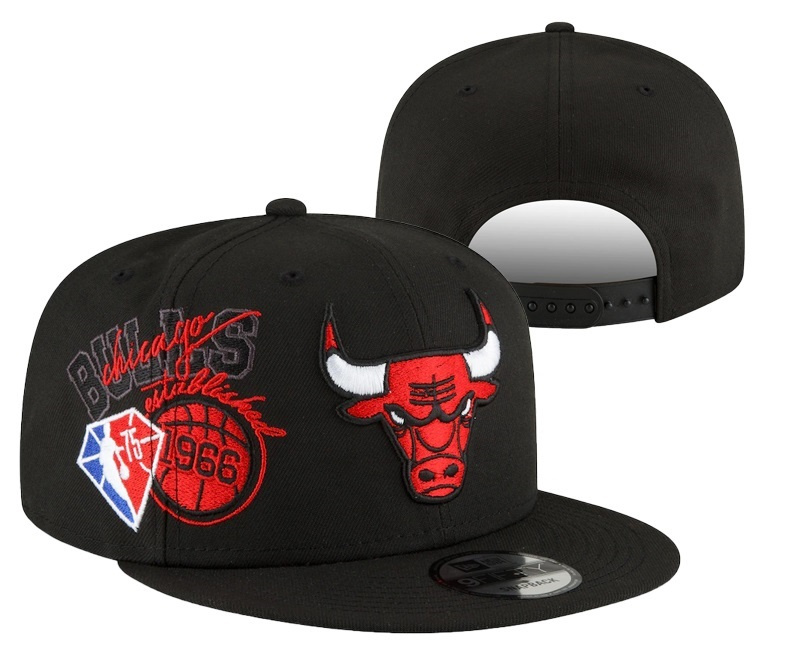 Bulls Team Logo Black 75th Anniversary Adjustable Hat YD