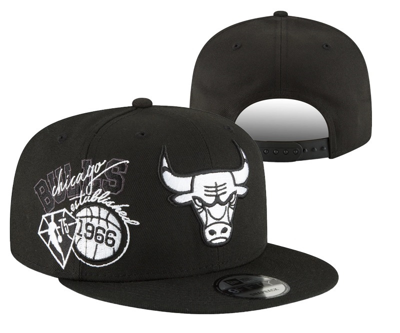 Bulls Team White Logo Black 75th Anniversary Adjustable Hat YD