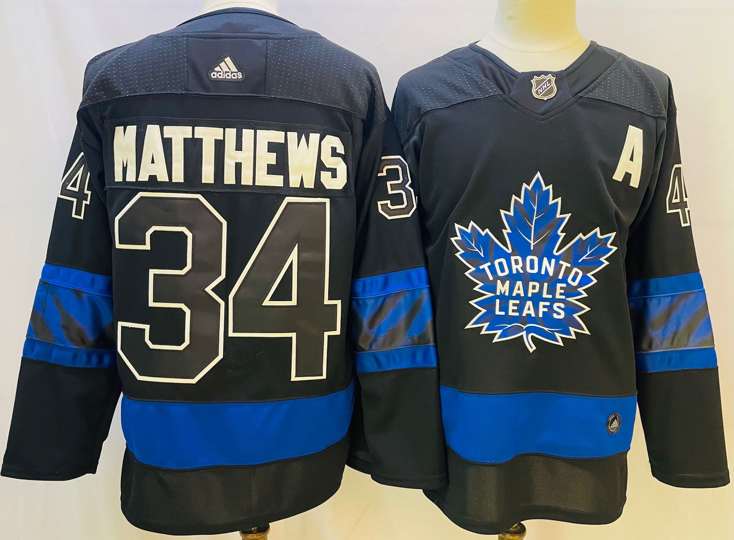 Maple Leafs 34 Auston Matthews Black Alternate Premier Breakaway Reversible Adidas Jersey