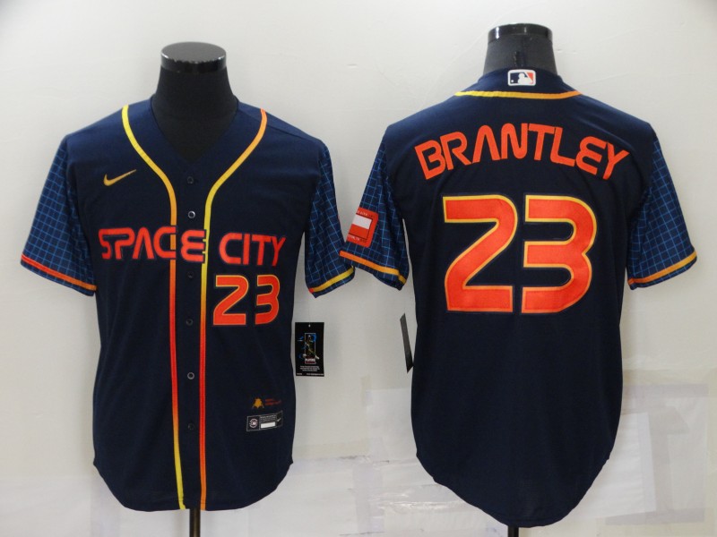 Astros 23 Michael Brantley Navy Nike 2022 City Connect Cool Base Jersey