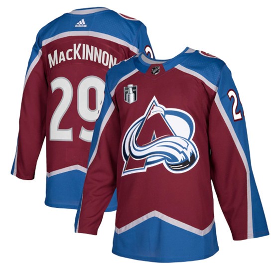 Avalanche 29 Nathan MacKinnon Burgundy 2022 Stanley Cup Final Patch Reverse Retro Adidas Jersey