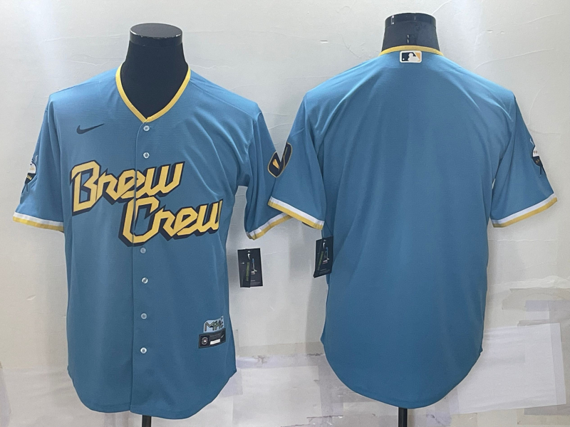 Brewers Blank Blue Nike 2022 City Connect Cool Base Jersey