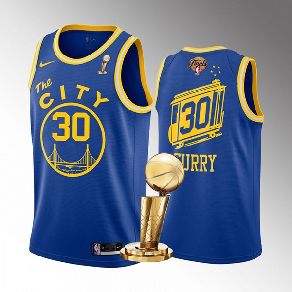 Warriors 30 Stephen Curry Blue Nike 2022 Finals Champions Swingman Jersey