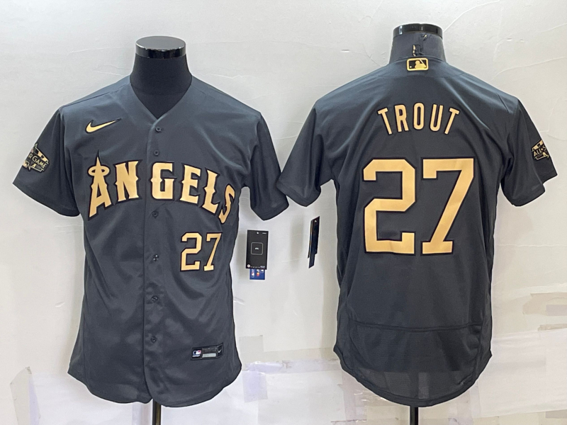Angels 27 Mike Trout Charcoal Nike 2022 MLB All-Star Flexbase Jersey