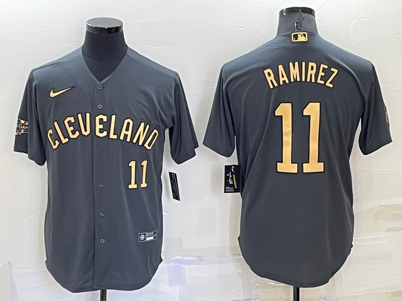 Indians 11 Jose Ramirez Charcoal Nike 2022 MLB All-Star Cool Base Jerseys