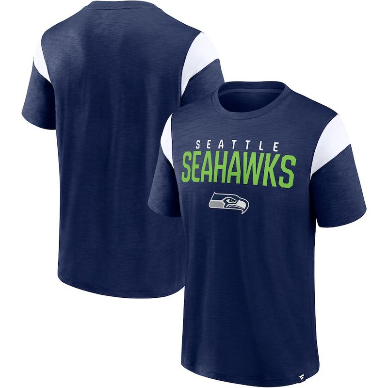 Men's Seattle Seahawks Fanatics Branded College NavyWhite Home Stretch Team T-Shirt