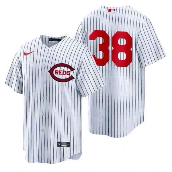 Reds 38 Justin Dunn White Nike 2022 Field of Dreams Cool Base Jersey