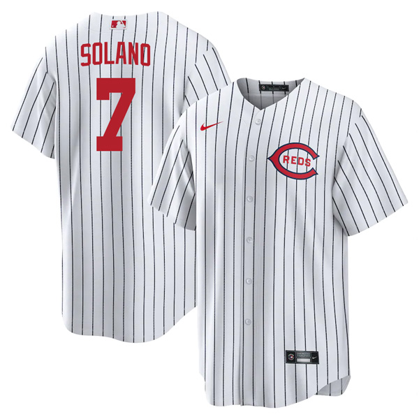 Reds 7 Donovan Solano White Nike 2022 Field of Dreams Cool Base Jersey