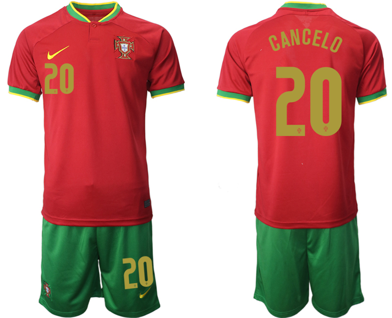 Portugal 20 CANCELO Home 2022 FIFA World Cup Qatar Soccer Jersey