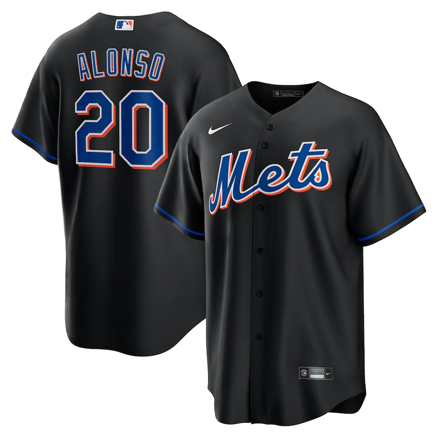 Mets 20 Pete Alonso Black Nike 2022 Alternate Cool Base Jersey