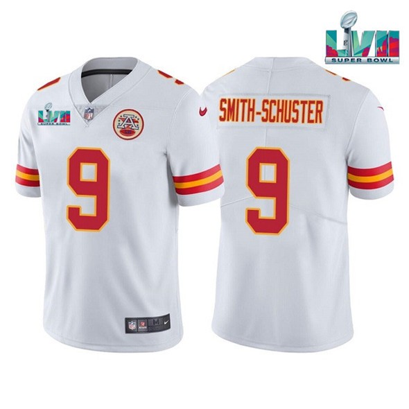 Nike Chiefs 9 JuJu Smith Schuster White 2023 Super Bowl LVII Vapor Limited Jersey