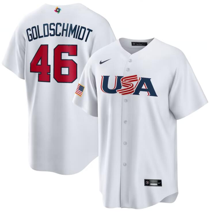 USA 46 Paul Goldschmidt White Nike 2023 World Baseball Classic Jersey
