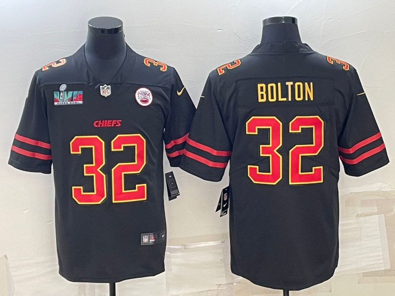Nike Chiefs 32 Nick Bolton Black 2023 Super Bowl LVII Vapor Limited Jersey