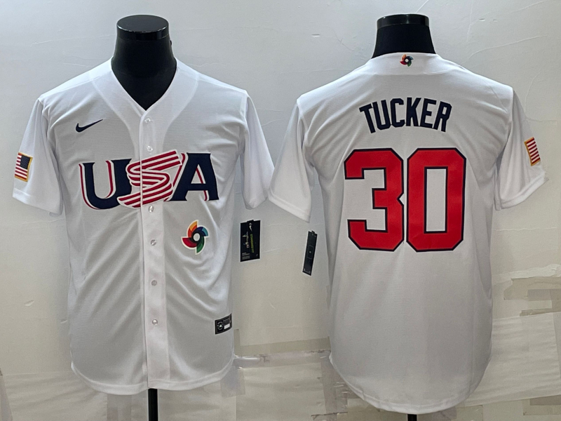 USA 30 Kyle Tucker White Nike 2023 World Baseball Classic Jerseys