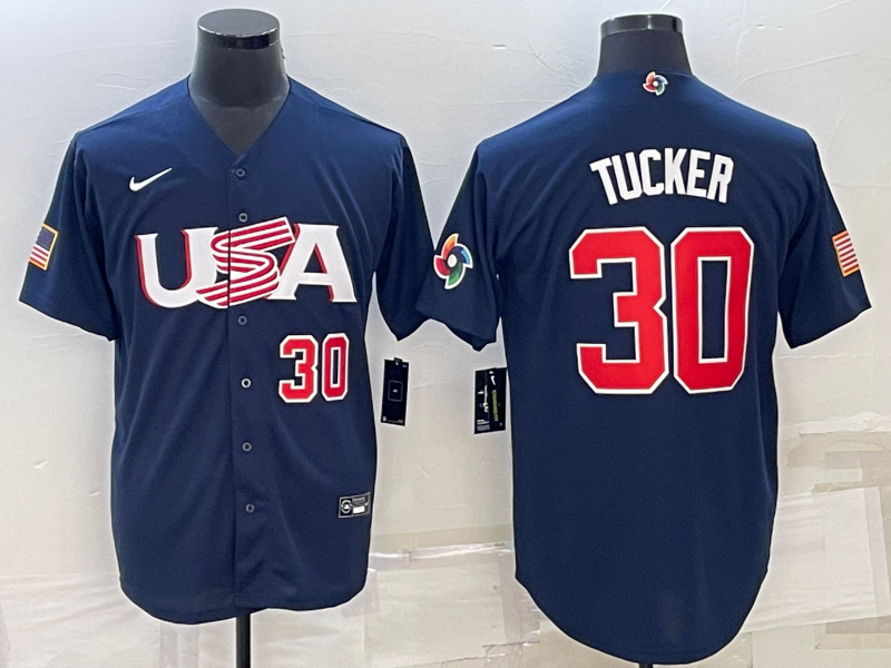 USA 30 Kyle Tucker Black Nike 2023 World Baseball Classic Jersey