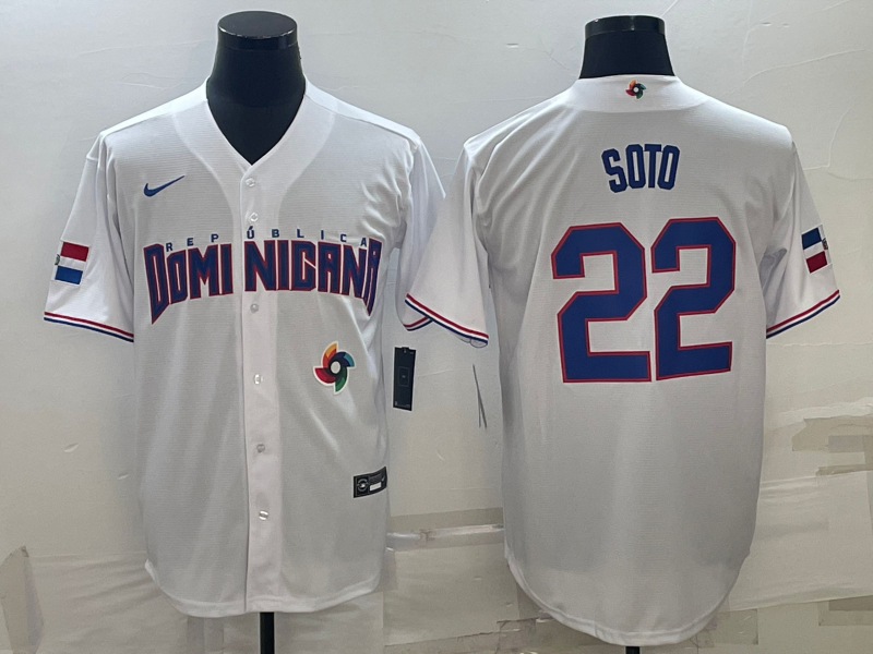 Dominican Republic 22 Juan Soto White Nike 2023 World Baseball Classic Jerseys