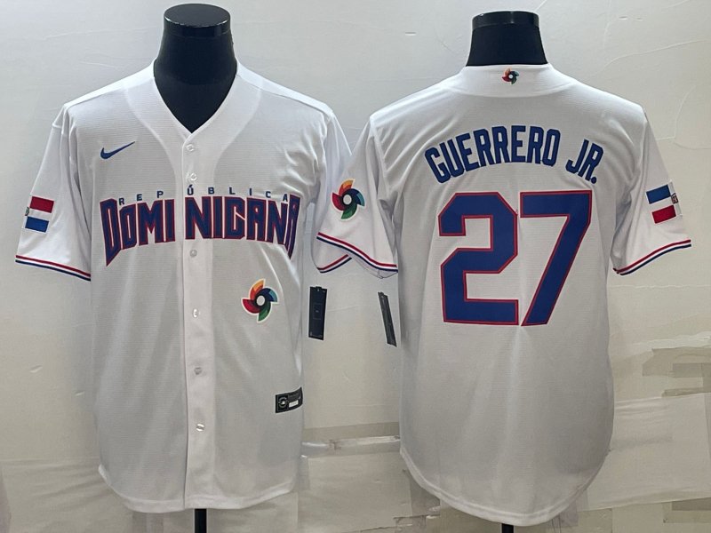 Dominican Republic 27 Vladimir Guerrero Jr. White Nike 2023 World Baseball Classic Jersey