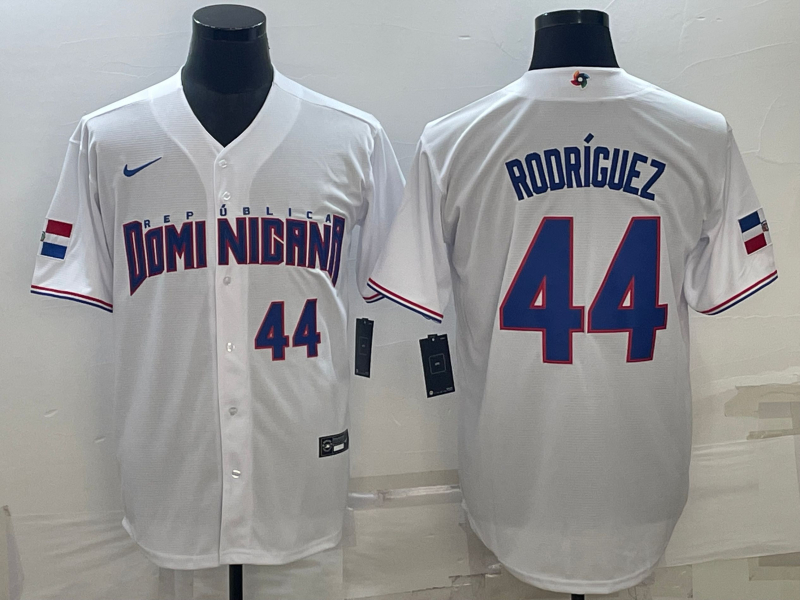 Dominican Republic 44 Julio Rodriguez White Nike 2023 World Baseball Classic Jersey