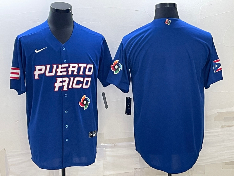 Men's Puerto Rico Blank Blue 2023 World Baseball Classic Jersey