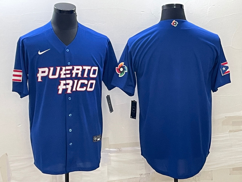 Men's Puerto Rico Blank Blue 2023 World Baseball Classic Jerseys