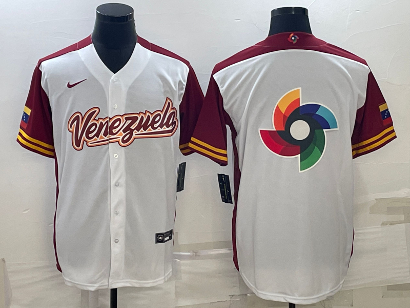 Men's Venezuela Blank White 2023 World Baseball Classic Jerseys