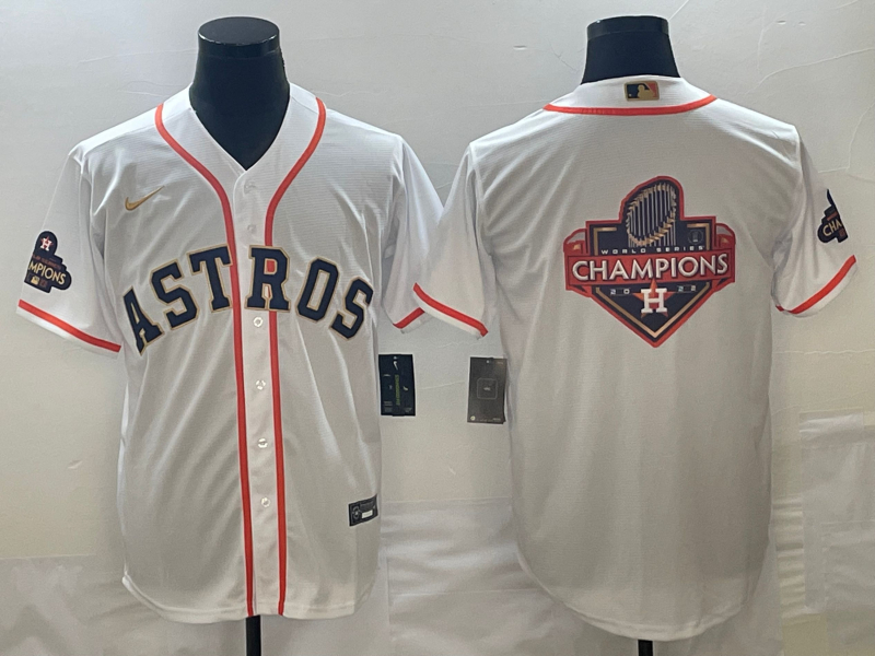 Astros Blank White Gold Nike 2023 Gold Collection Cool Base Jerseys