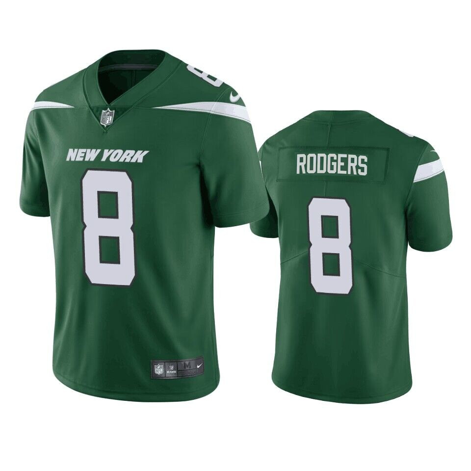 Nike Jets 8 Aaron Rodgers Green Vapor Untouchable Limited Jersey