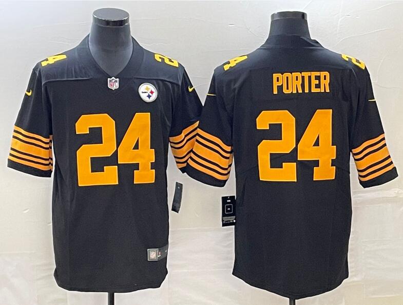 Nike Steelers 24 Joey Porter Black 2023 NFL Draft Color Rush Limited Jersey