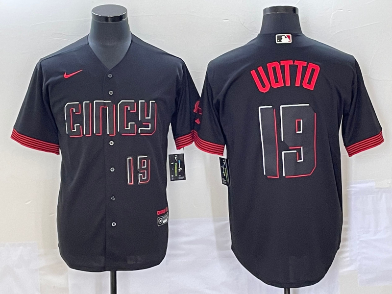 Reds 19 Joey Votto Number Black Nike 2023 City Connect Cool Base Jersey